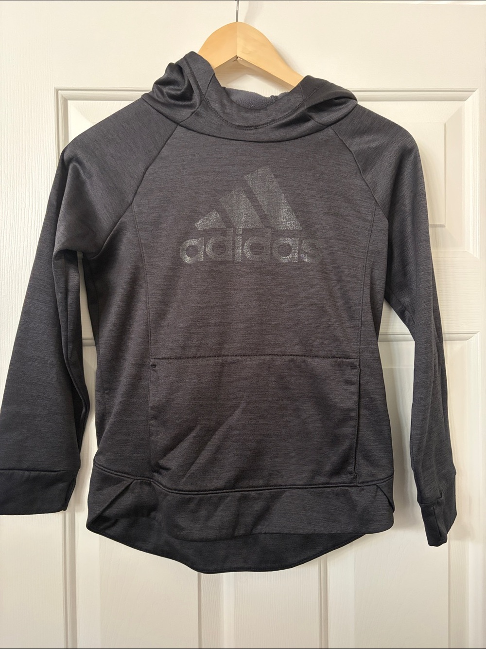 adidas Kids Dark Gray Hooded Pullover Sweatshirt